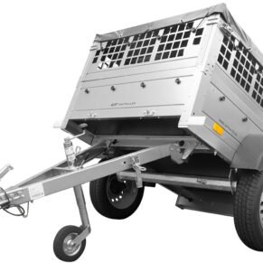 Petite remorque Garden Trailer 150 KIPP avec bâche plate grise et roue jockey (Digital Depot)