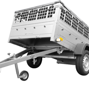 Remorque grillagée 200x125 Garden Trailer 201 KIPP avec bâche plate grise, tiges de support et roue jockey (Digital Depot)